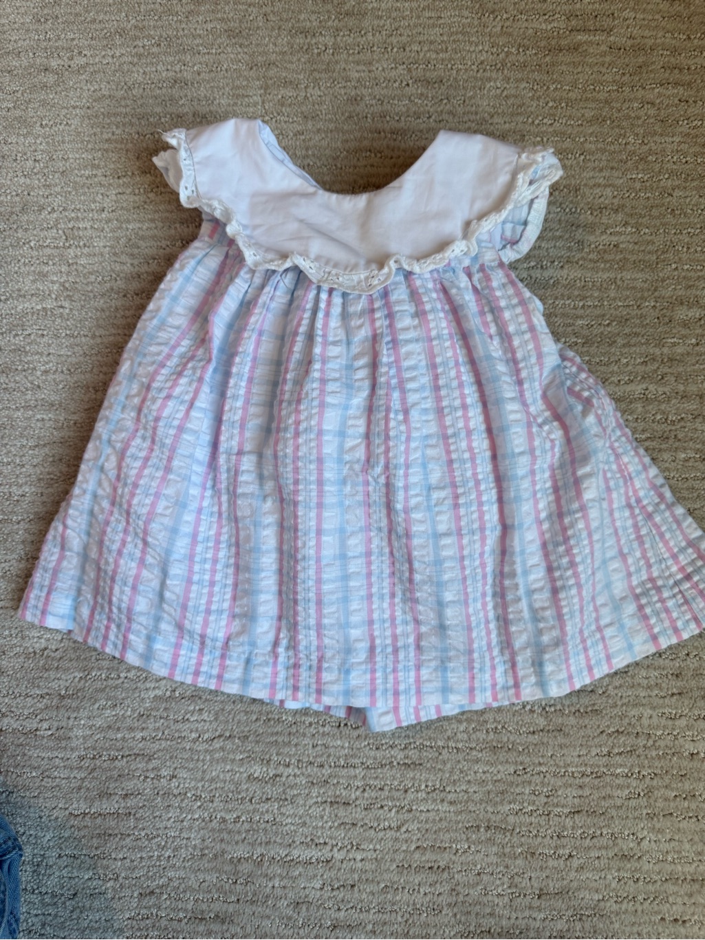 The Beaufort Bonnet Company White Dress With Pink & Blue Accents 6-12 Months